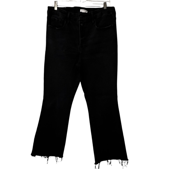 Good American Good Legs Crop Boot Cut Super High Rise button fly jeans black 31 - Picture 3 of 15